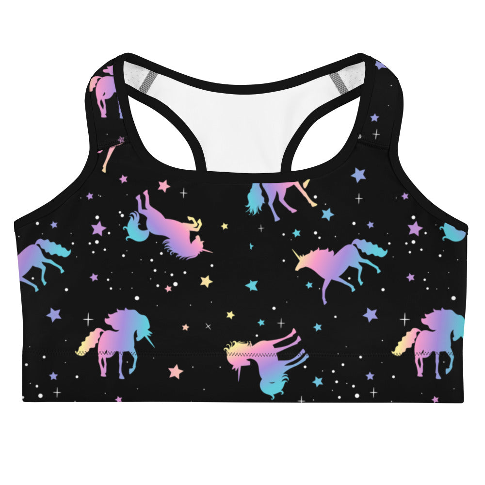 Rainbow Unicorn good Padded Sports Bra