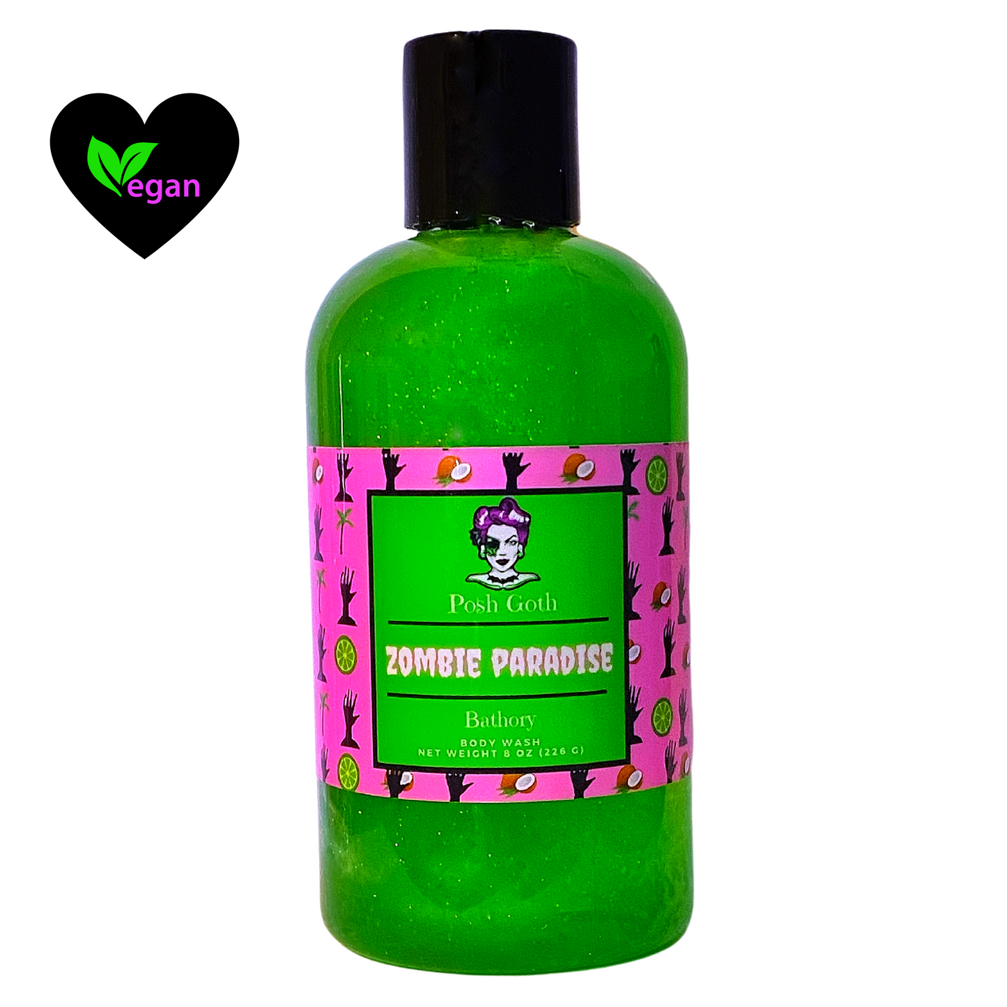 ZOMBIE PARADISE Key Lime & Coconut Scented Shimmering Bubble Bath and Body Wash 8 oz