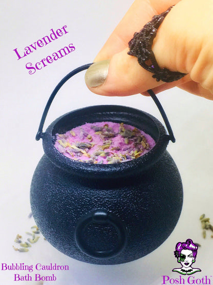 Bubbling Cauldron Bath Bomb in LAVENDER SCREAMS Scent by Posh Goth - Posh Goth - Goth Soap 