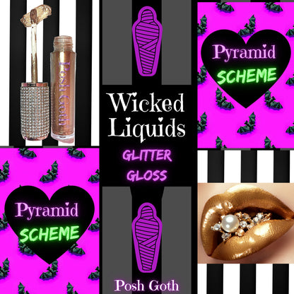 PYRAMID SCHEME Wicked Liquids™ Gold Glitter Gloss - Posh Goth -  