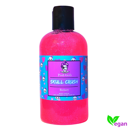 SKULL CRUSH Fruity and Floral Scented Shimmering Bubble Bath and Body Wash 8 oz