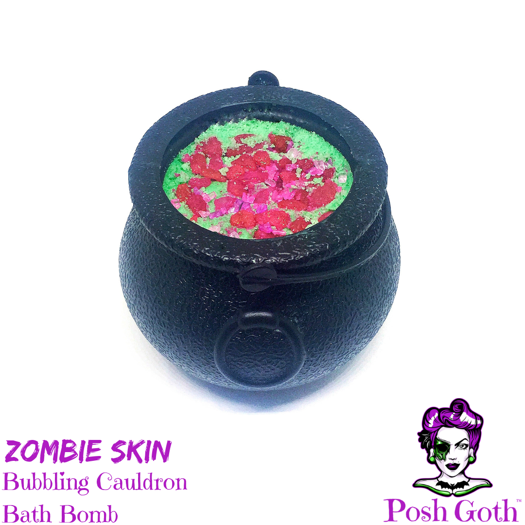 ZOMBIE SKIN Jasmine & Lime Bubbling Cauldron Bath Bomb by Posh Goth - Posh Goth - Gothic Soap 