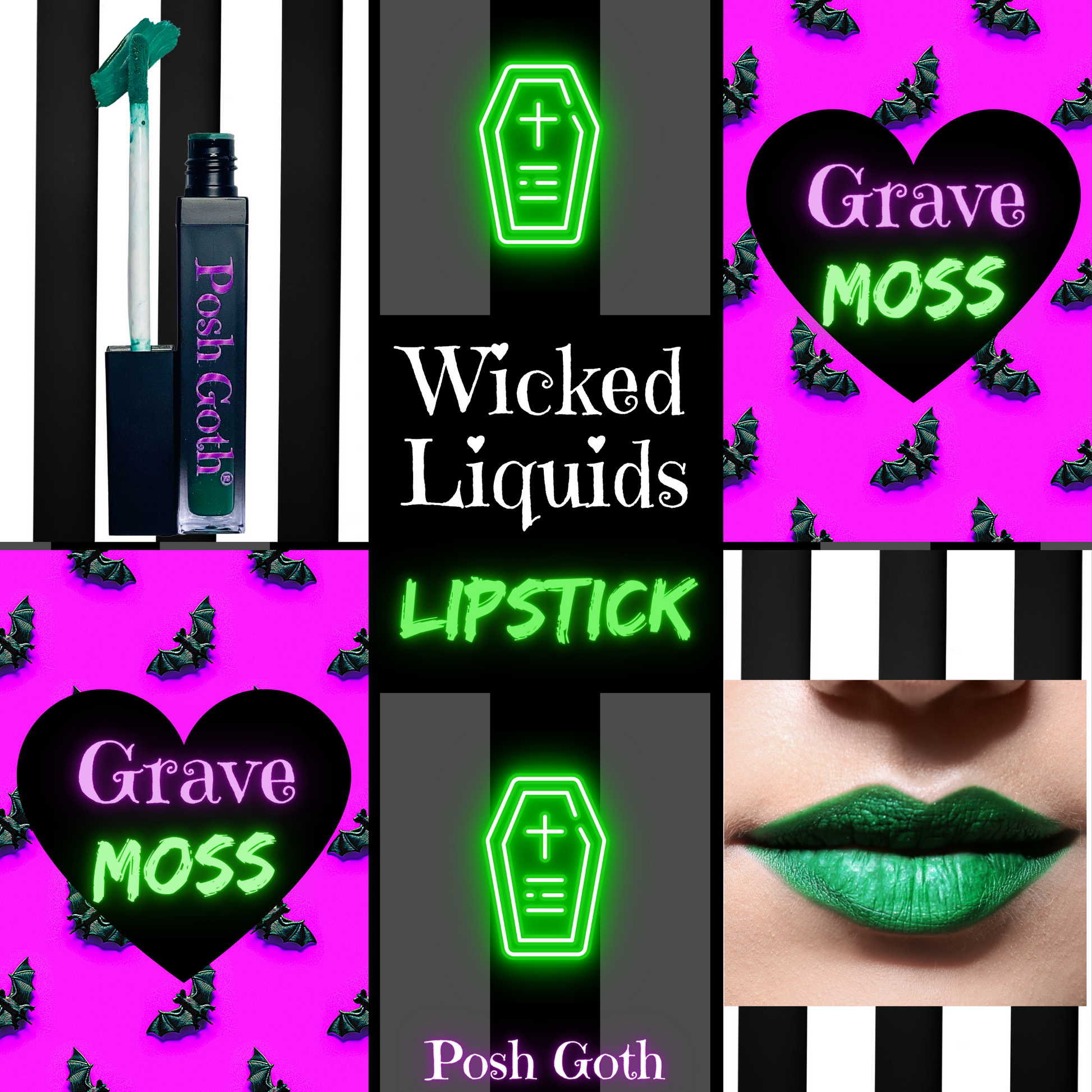 GRAVE MOSS Long-Wear Wicked Liquids™ Vegan Matte Green Lipstick - Posh Goth -  